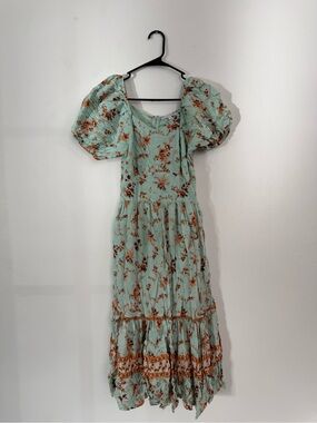 Ivy City Co Mint Floral Puff-Sleeve Midi Dress